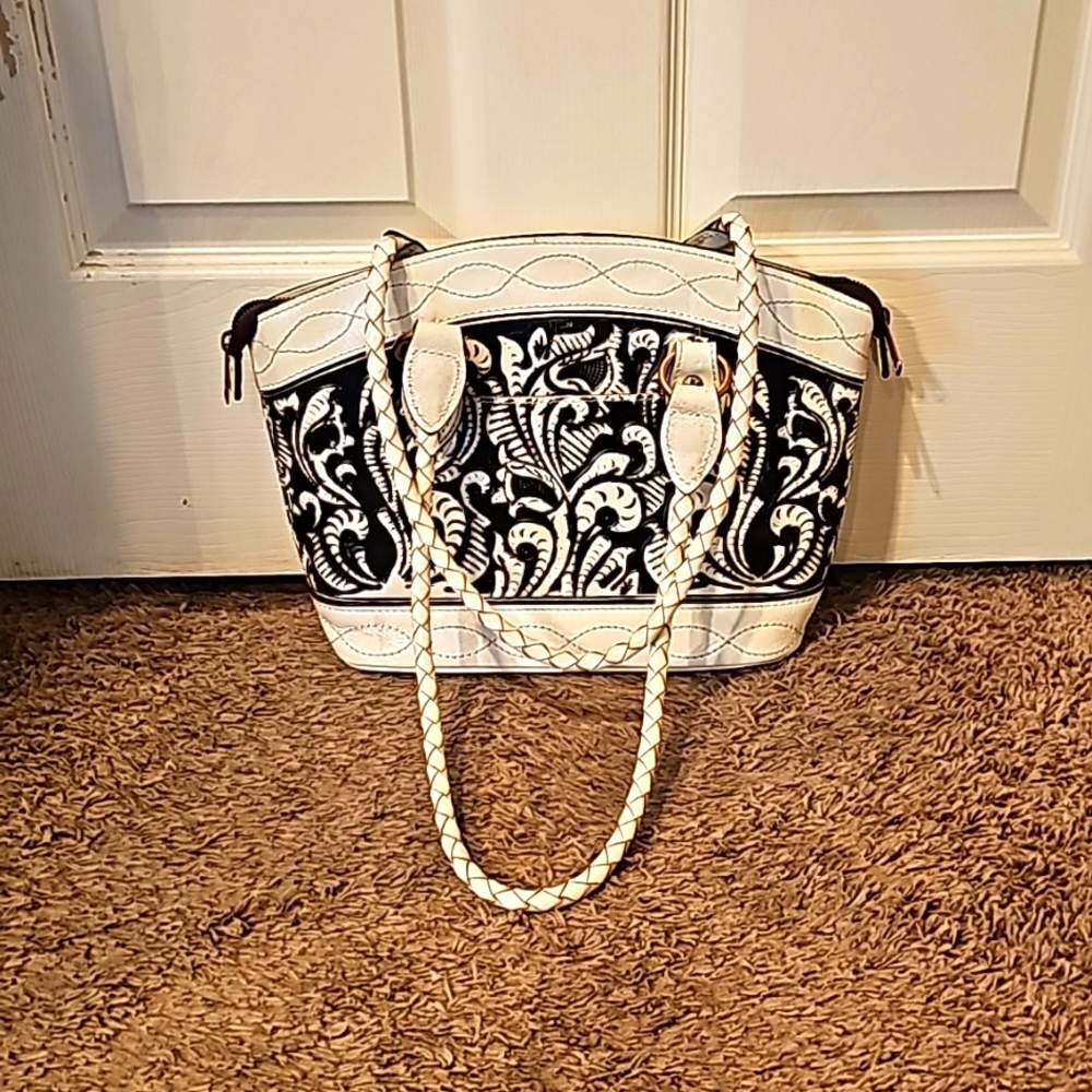 Patricia Nash Black and White Shoulder Bag